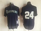 Seattle Mariners #24 Ken Griffey Jr. Navy Blue Mitchell And Ness Throwback Pullover Stitched Jersey,baseball caps,new era cap wholesale,wholesale hats